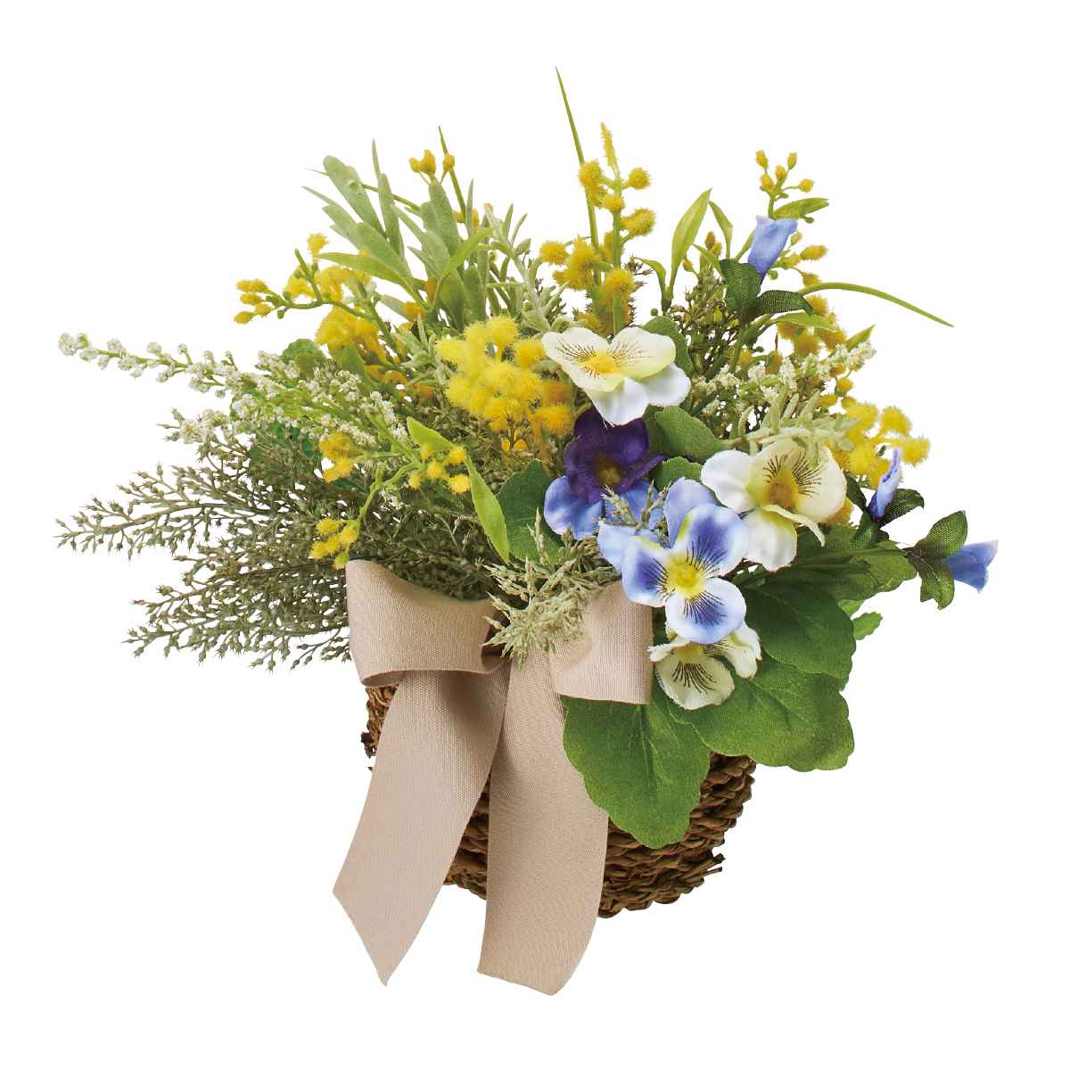 ミモザ盛カゴアレンジ 高さ8cm