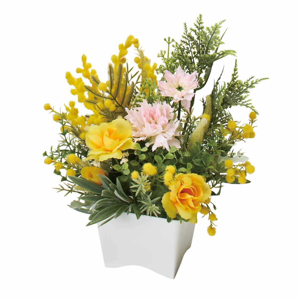 ミモザ造花アレンジ高さ27cm［ストエキオリジナル］