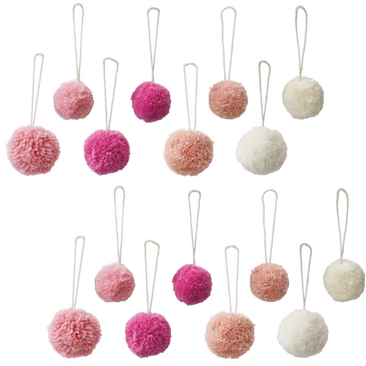 ポンポンオーナメント16個セットピンク