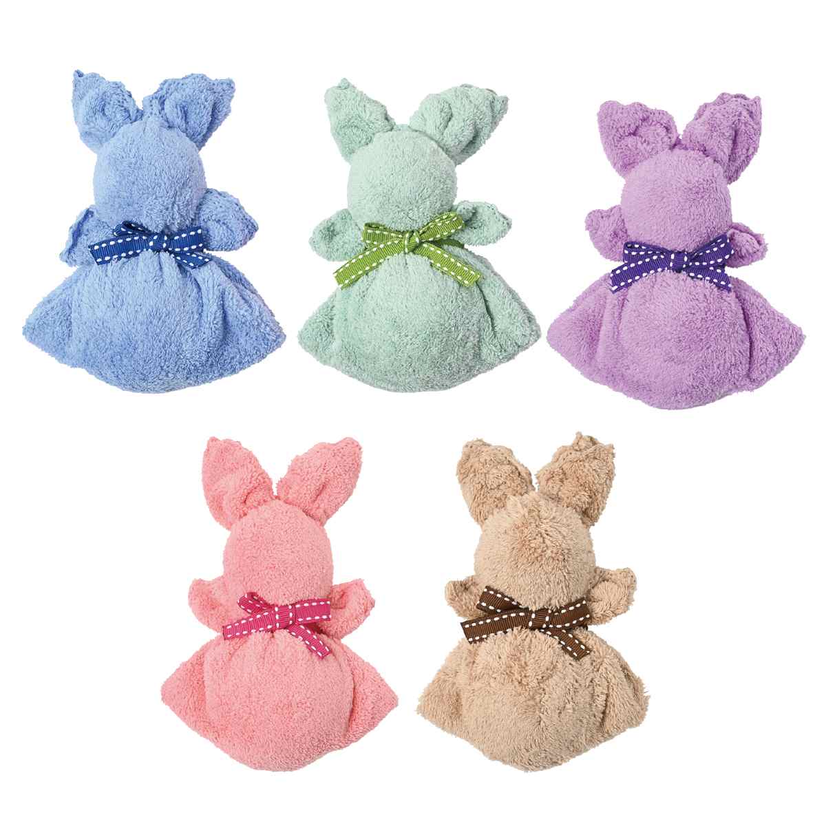 100個 ふんわりうさぎタオルハンカチ