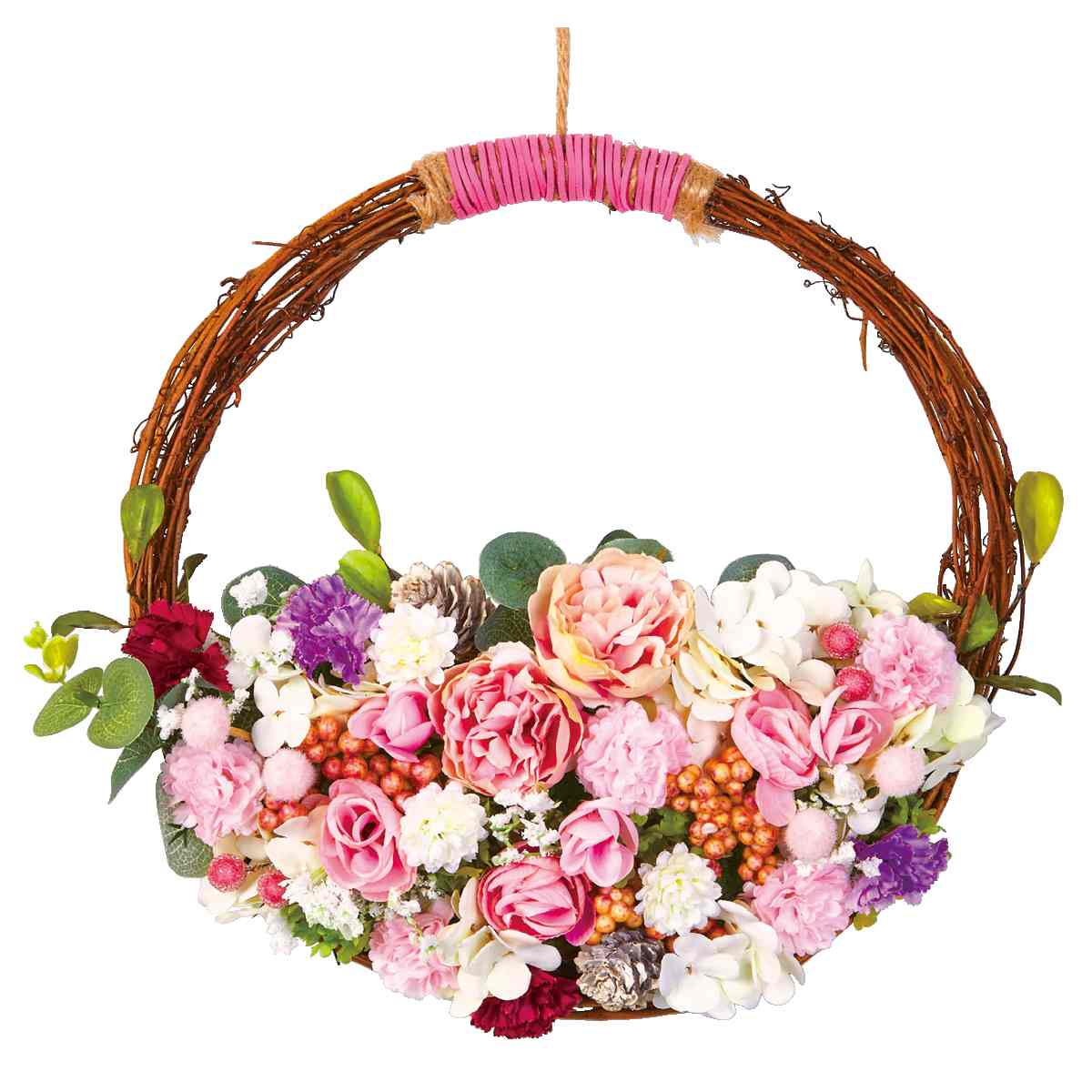 ナチュラルフラワーリース34cm (造花)