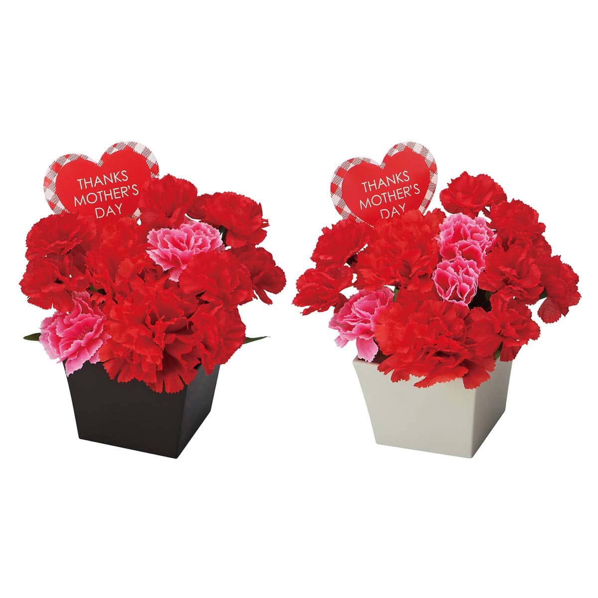 2個 スクエアカーネーションポット(造花)