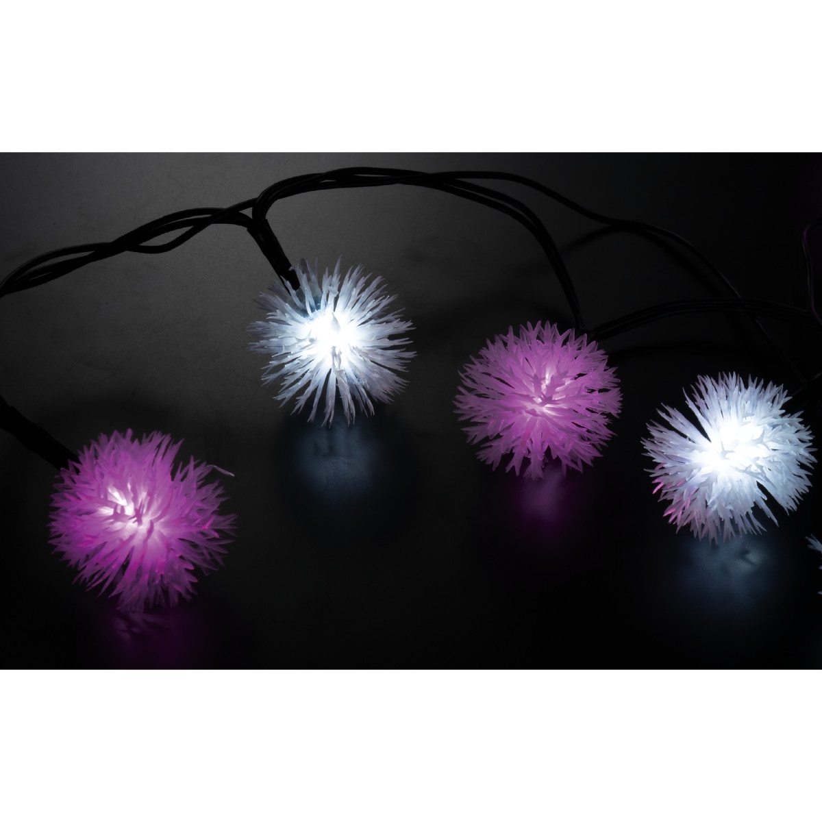 LED100球ケサランパサランストレートライト ピンク／ホワイト 屋外使用可