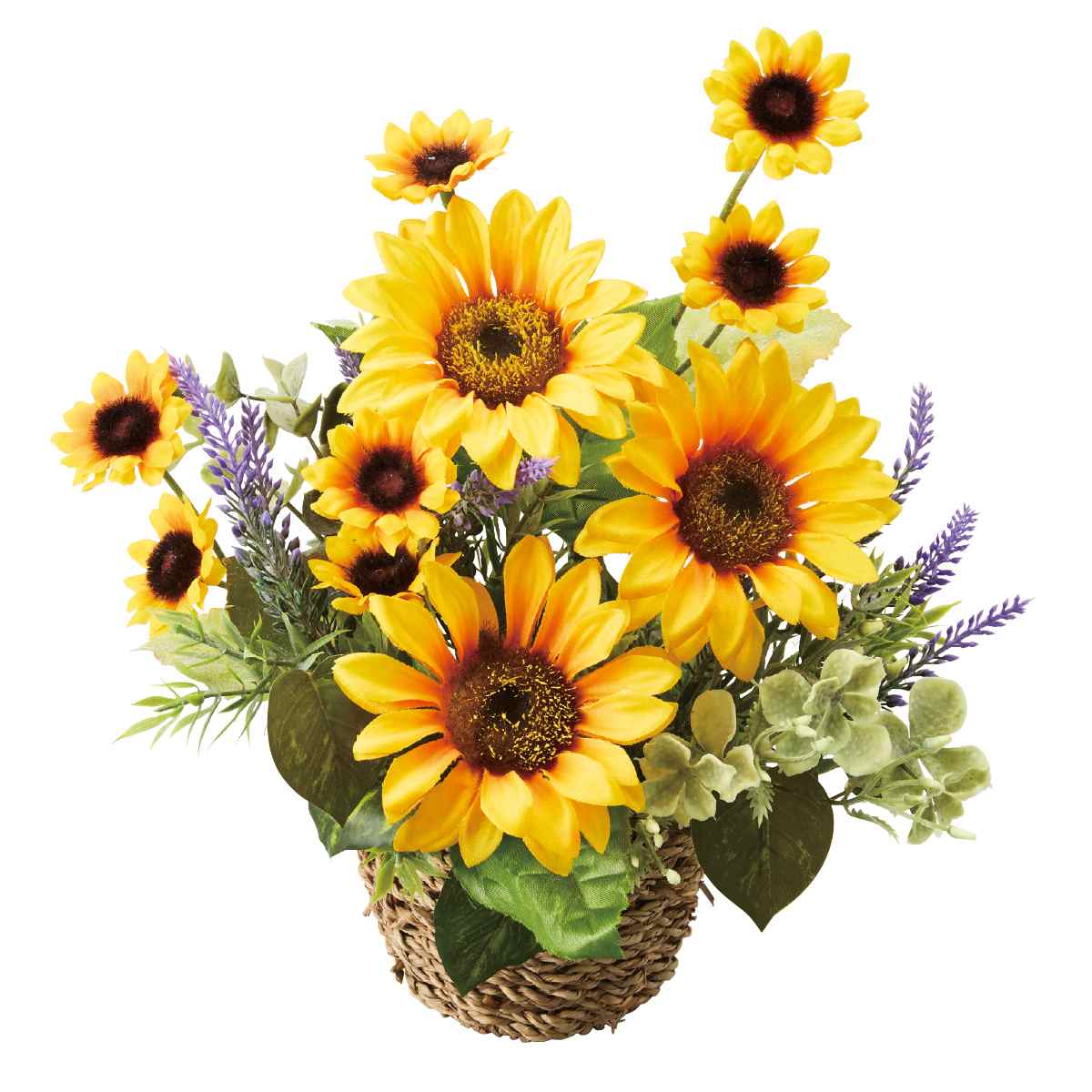 ひまわりバスケット造花アレンジ〔ストエキオリジナル〕