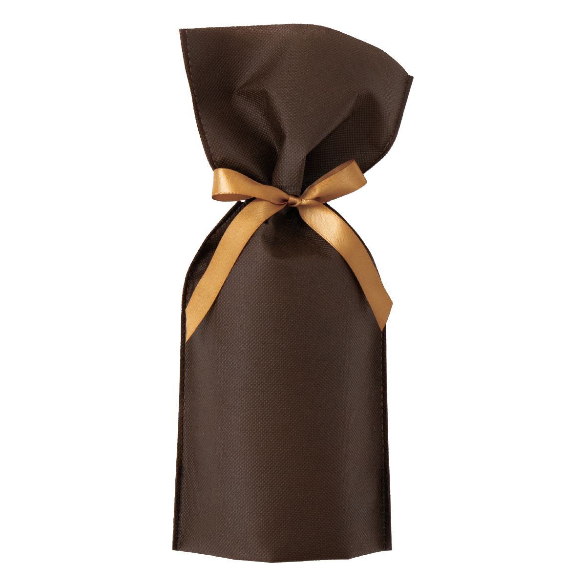 10枚 不織布リボン付きギフトバッグ ワイン用 ブラウン