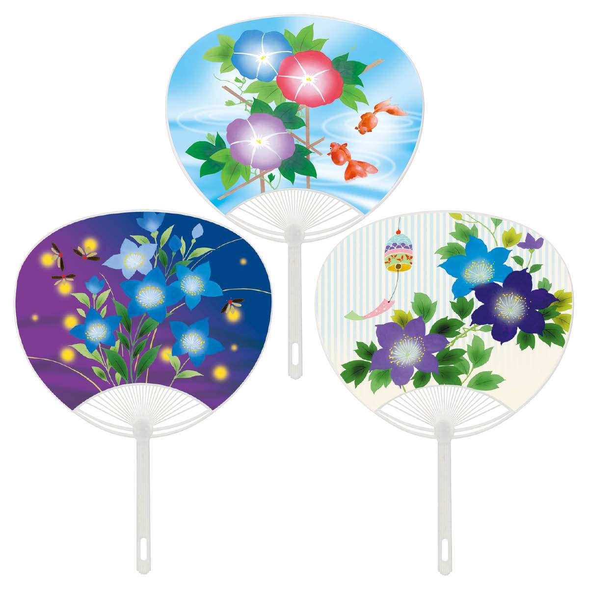 30本 うちわ 夏の花