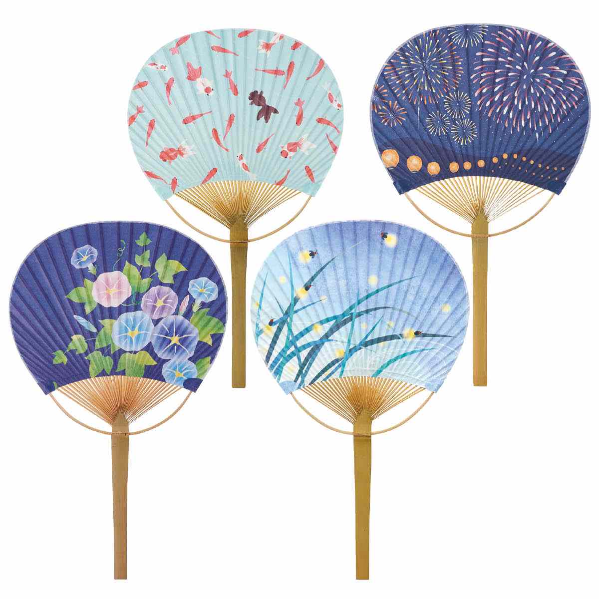 40本 竹うちわ 夏の風物詩