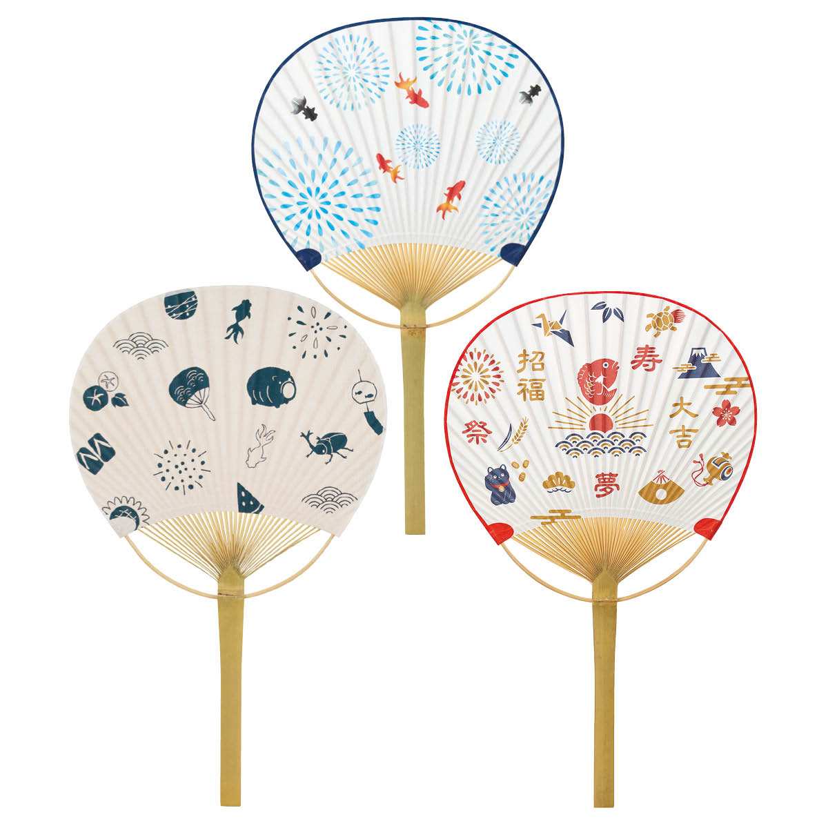 30本 竹うちわ 日本の夏