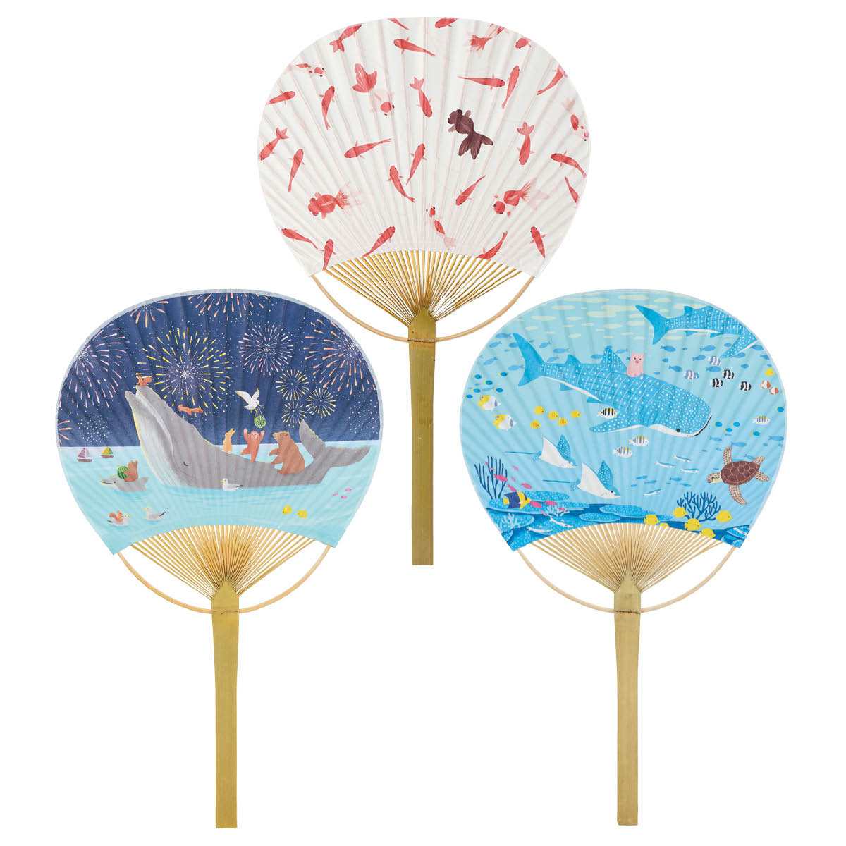 30本 竹うちわ サマーアニマル