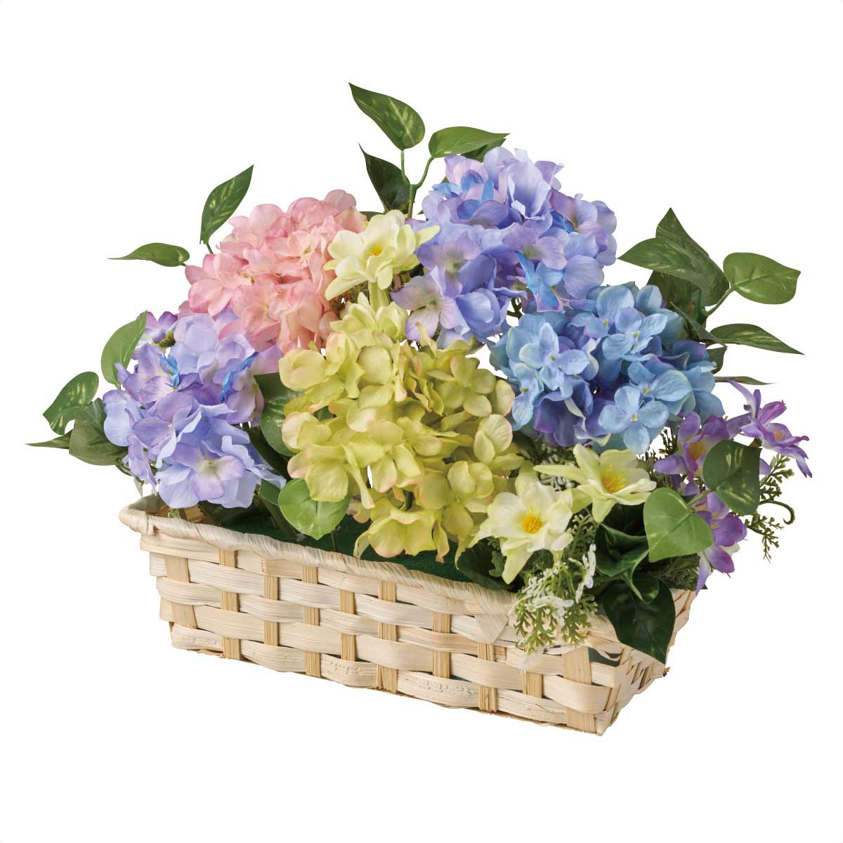 あじさい造花バスケット幅37cm