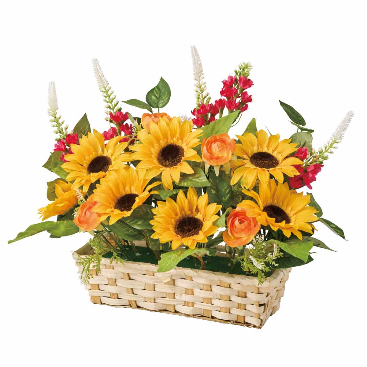 ミックスひまわり造花バスケット［ストエキオリジナル］