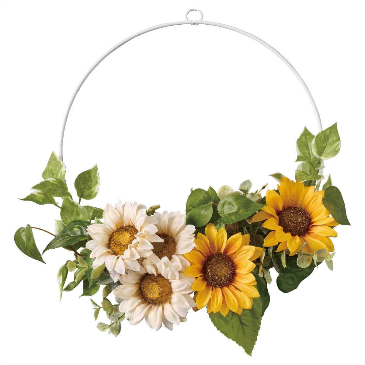 アイアンひまわり造花リース30cm