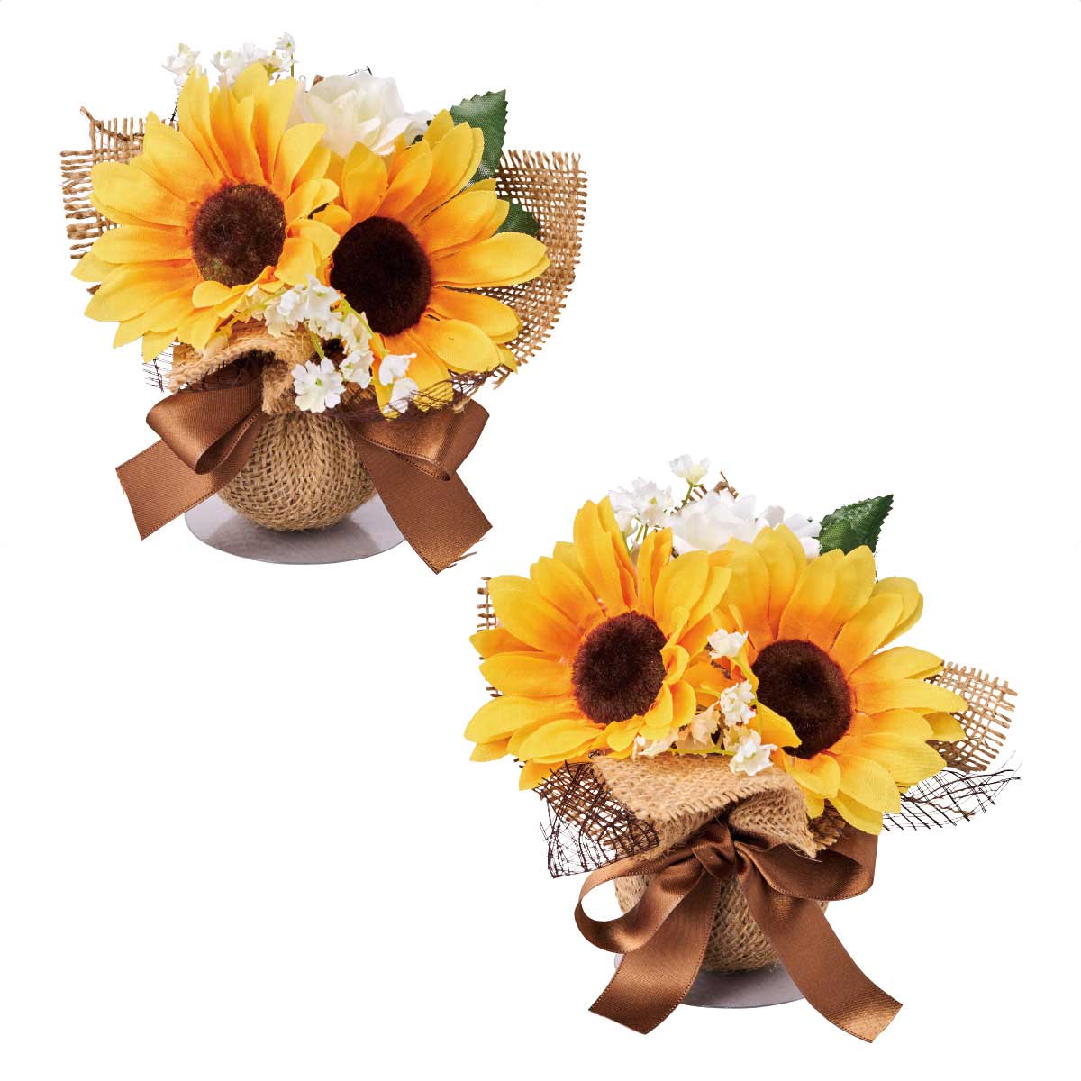 2個 ナチュラルひまわり造花ボールラップ