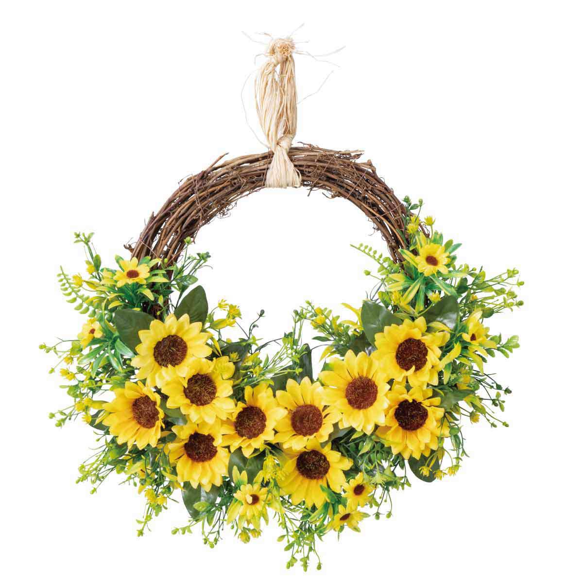 ナチュラルサンフラワー(ひまわり)造花リース50cm