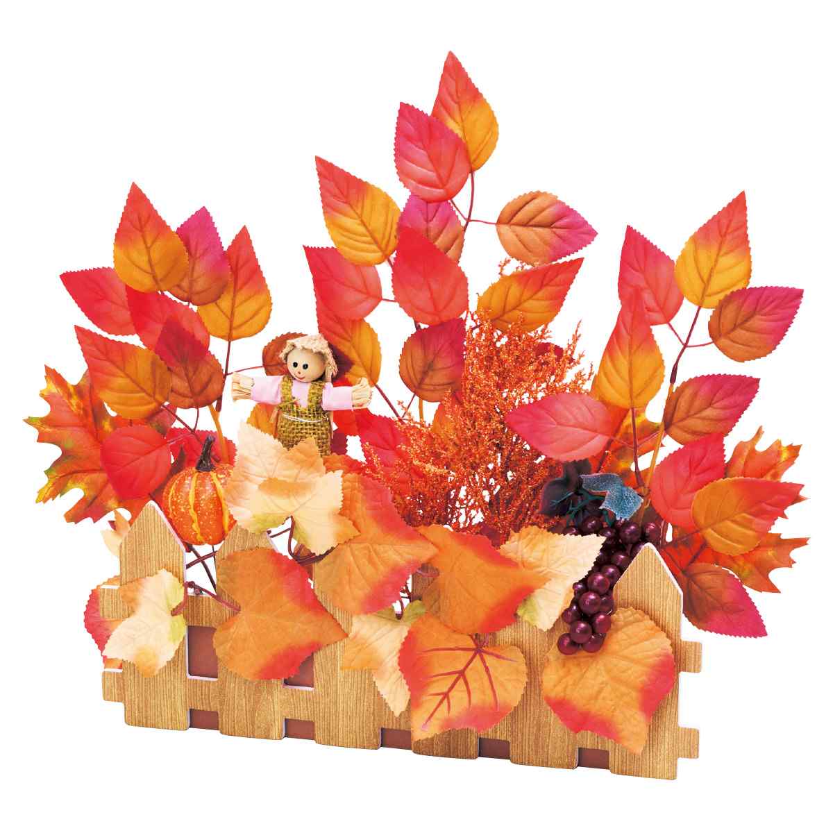 収穫祭かかし垣根アレンジ（造花）