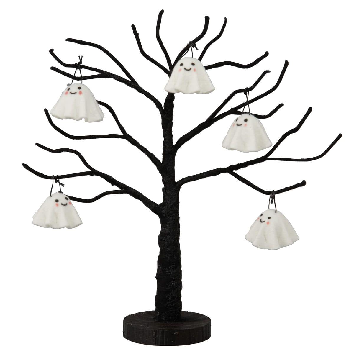 ゴースト5個付きブラックハロウィンツリー
