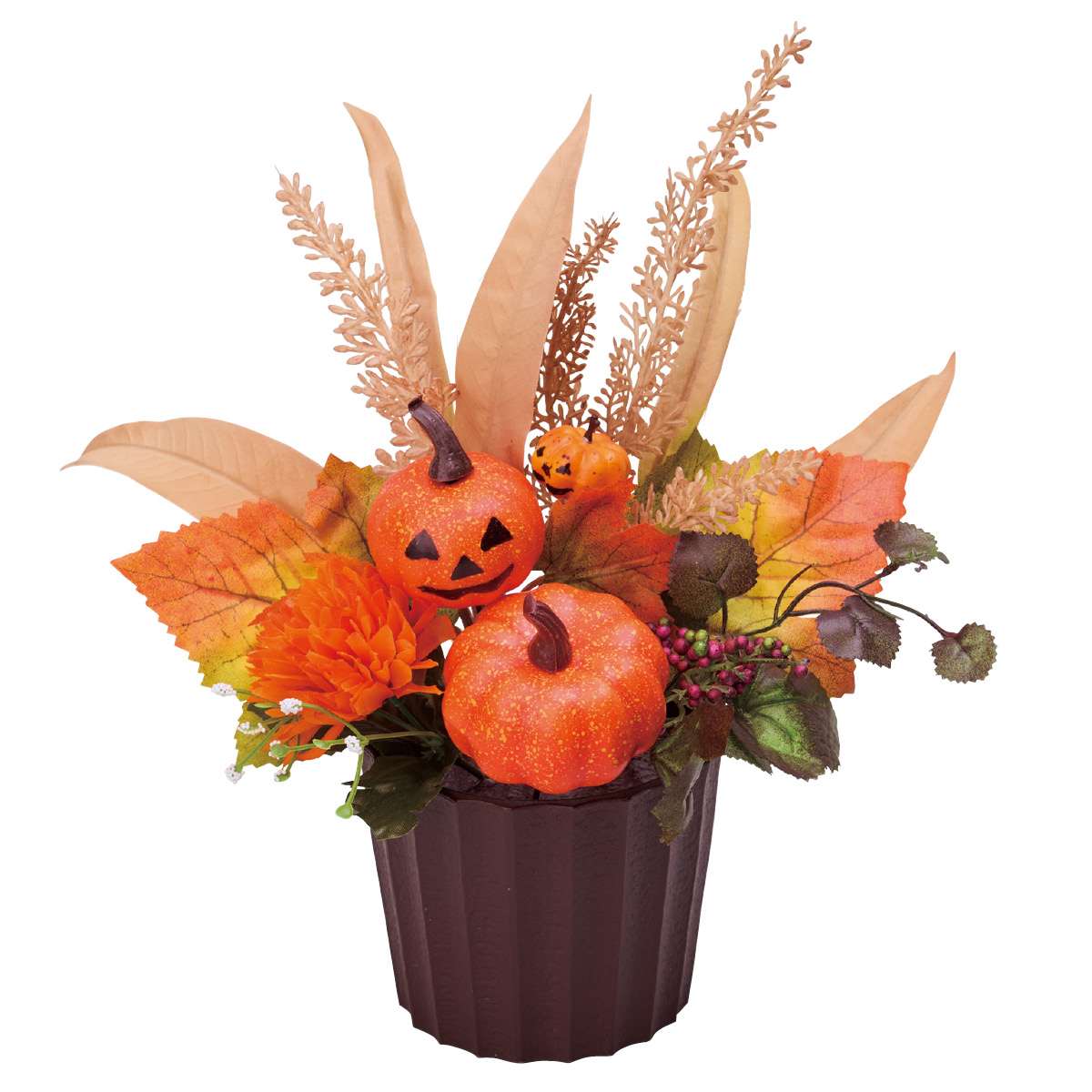 ハロウィンパンプキンポット直径10cm×高さ25cm（造花）