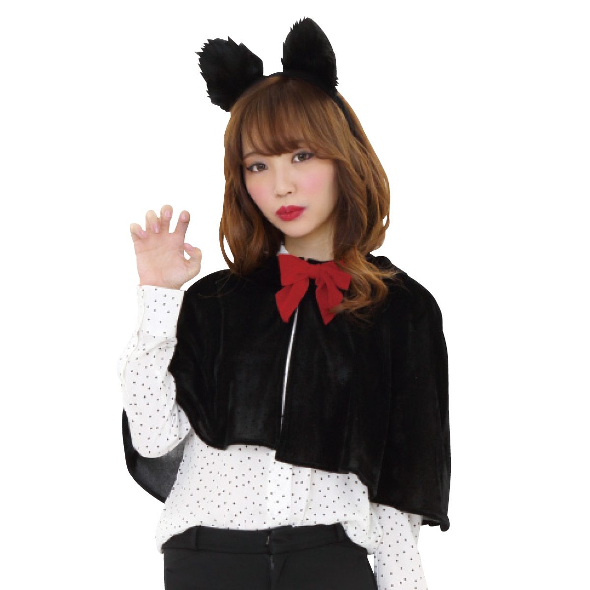 ハロウィンブラックキャットマントセット