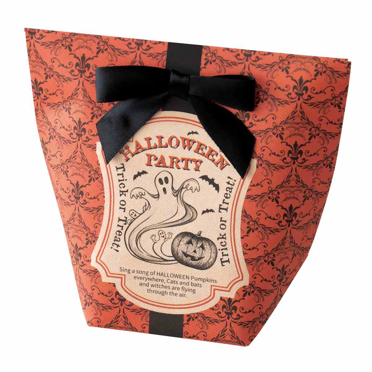 【10枚】 リボン付きギフトボックス ゴーストハロウィン