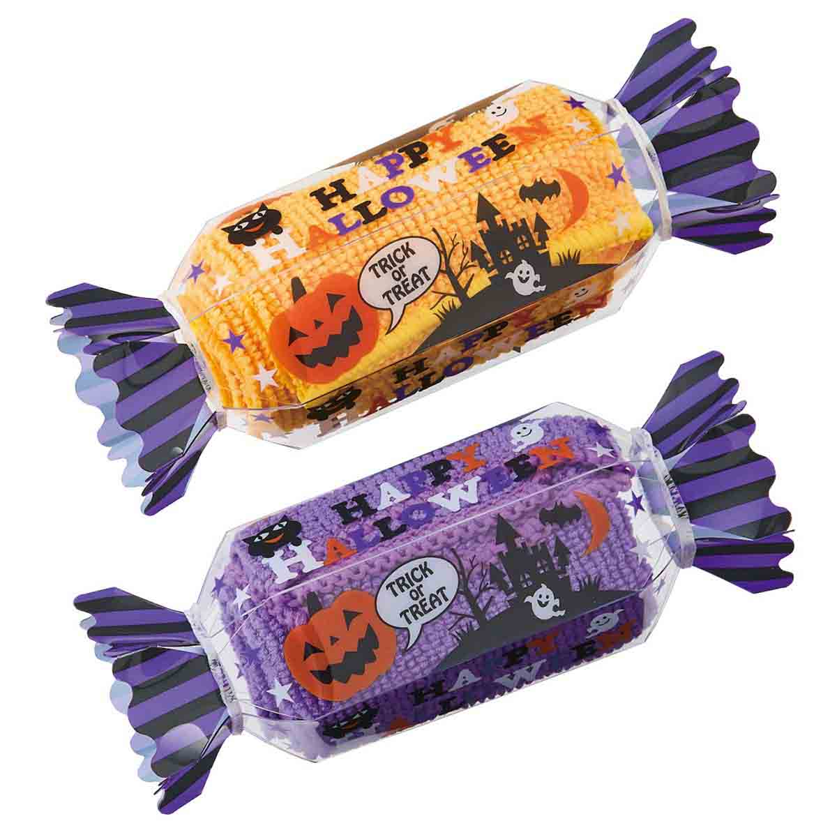 100枚 ハロウィンキャンディタオルハンカチ