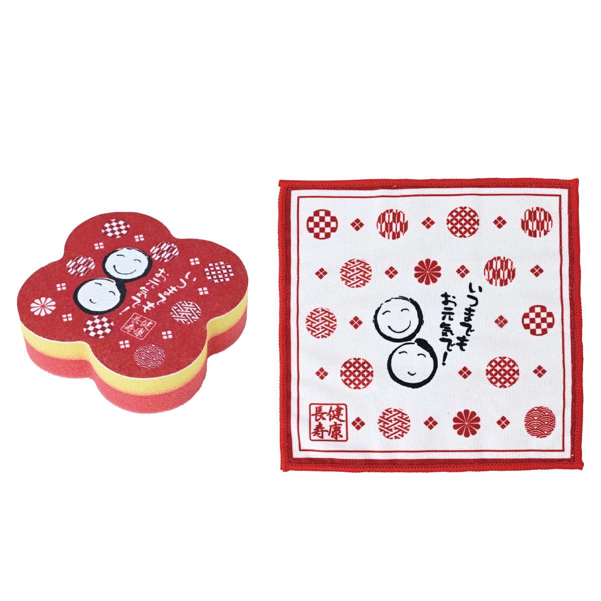 100セット 健康長寿ダイカットキッチンスポンジ&クロスセット