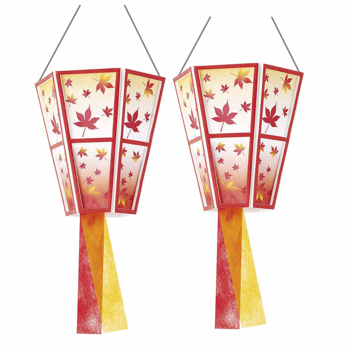 2個 ワンタッチ紅葉ぼんぼり 高さ30cm