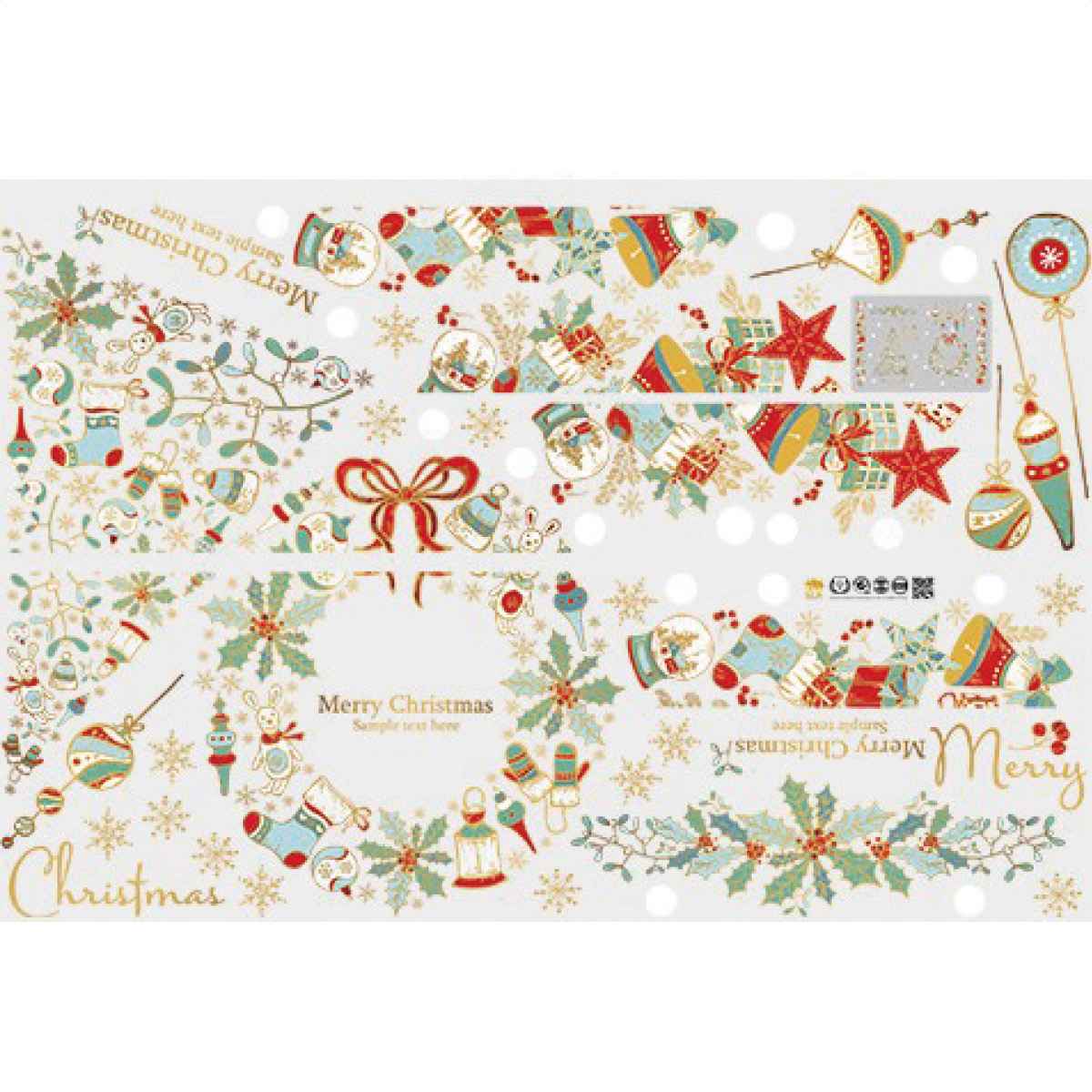 ウォールステッカー グリーンクリスマスツリー＆リース