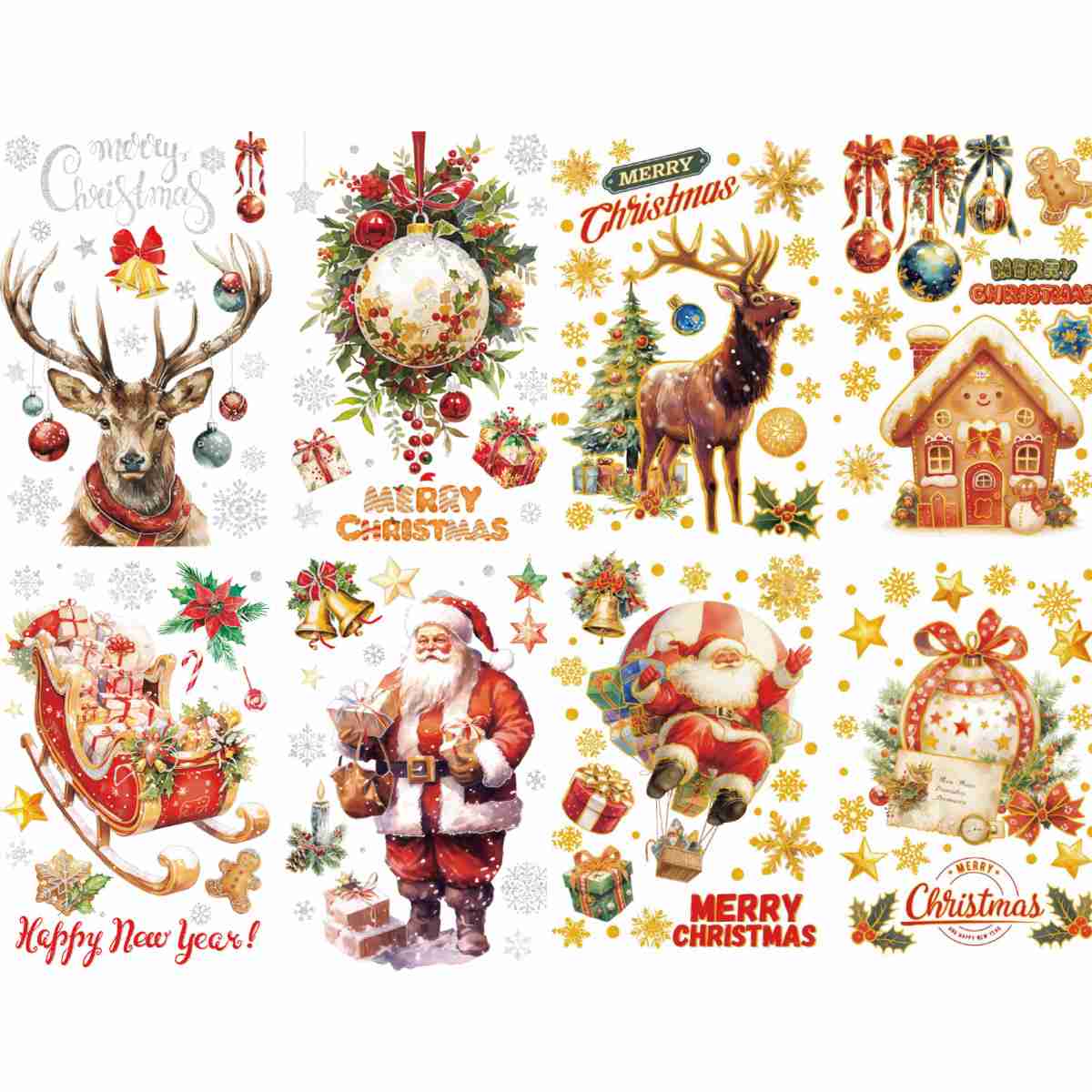 ウインドウステッカー シルバー＆ゴールドクリスマス