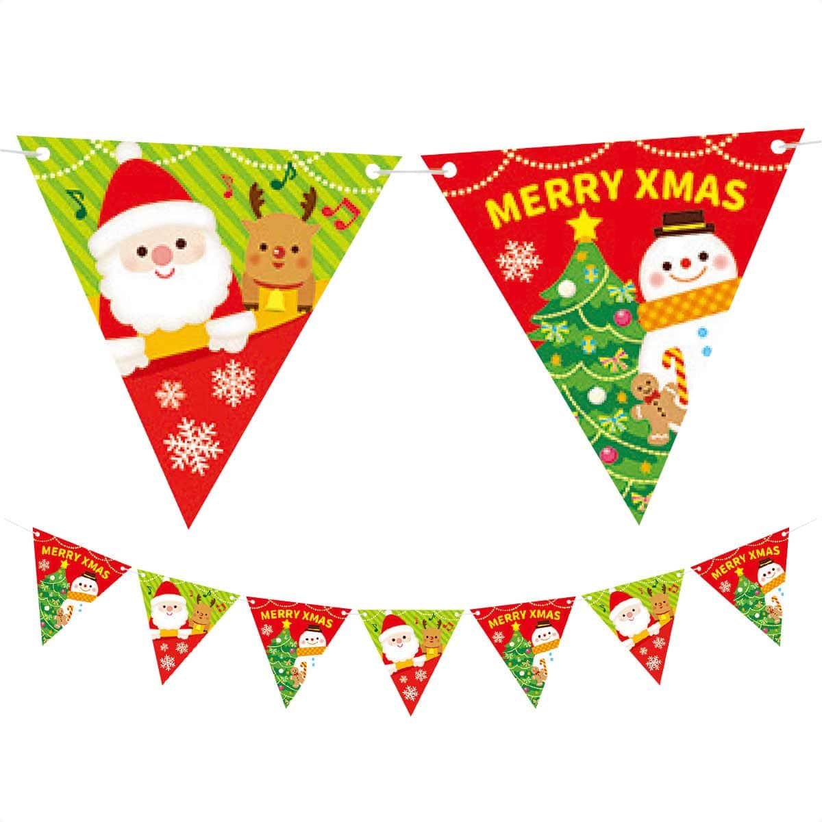 クリスマス三角フラッグガーランド ハッピークリスマス(7連)