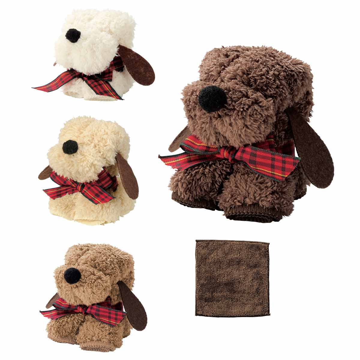 64個 モコモコドッグタオルハンカチ