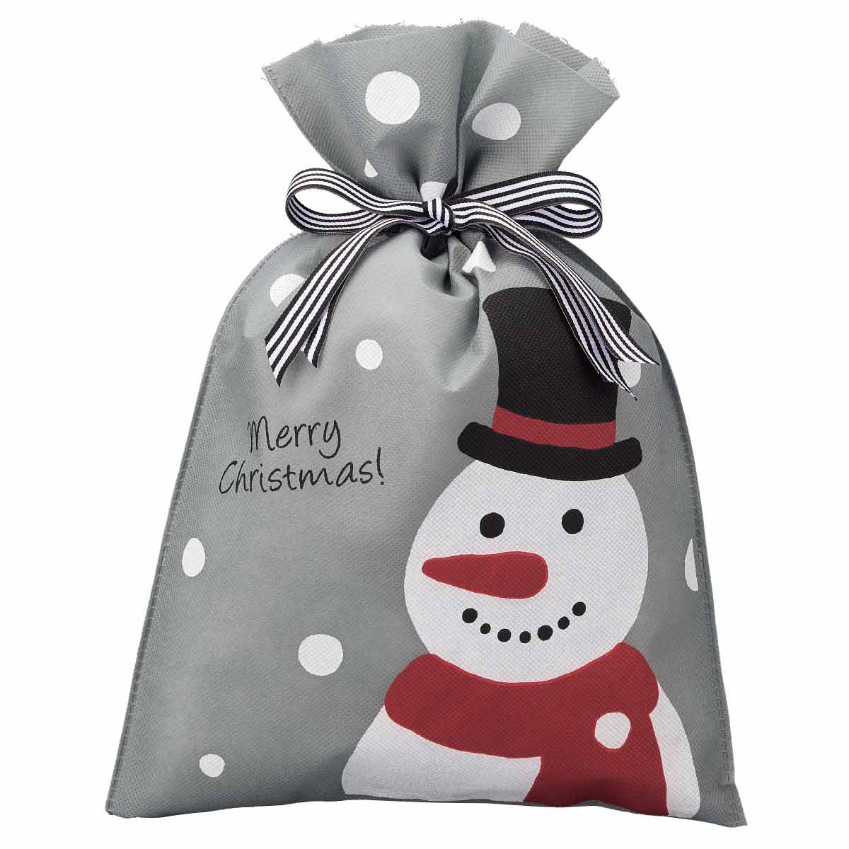 10枚 不織布リボン付きギフトバッグ スノーマン