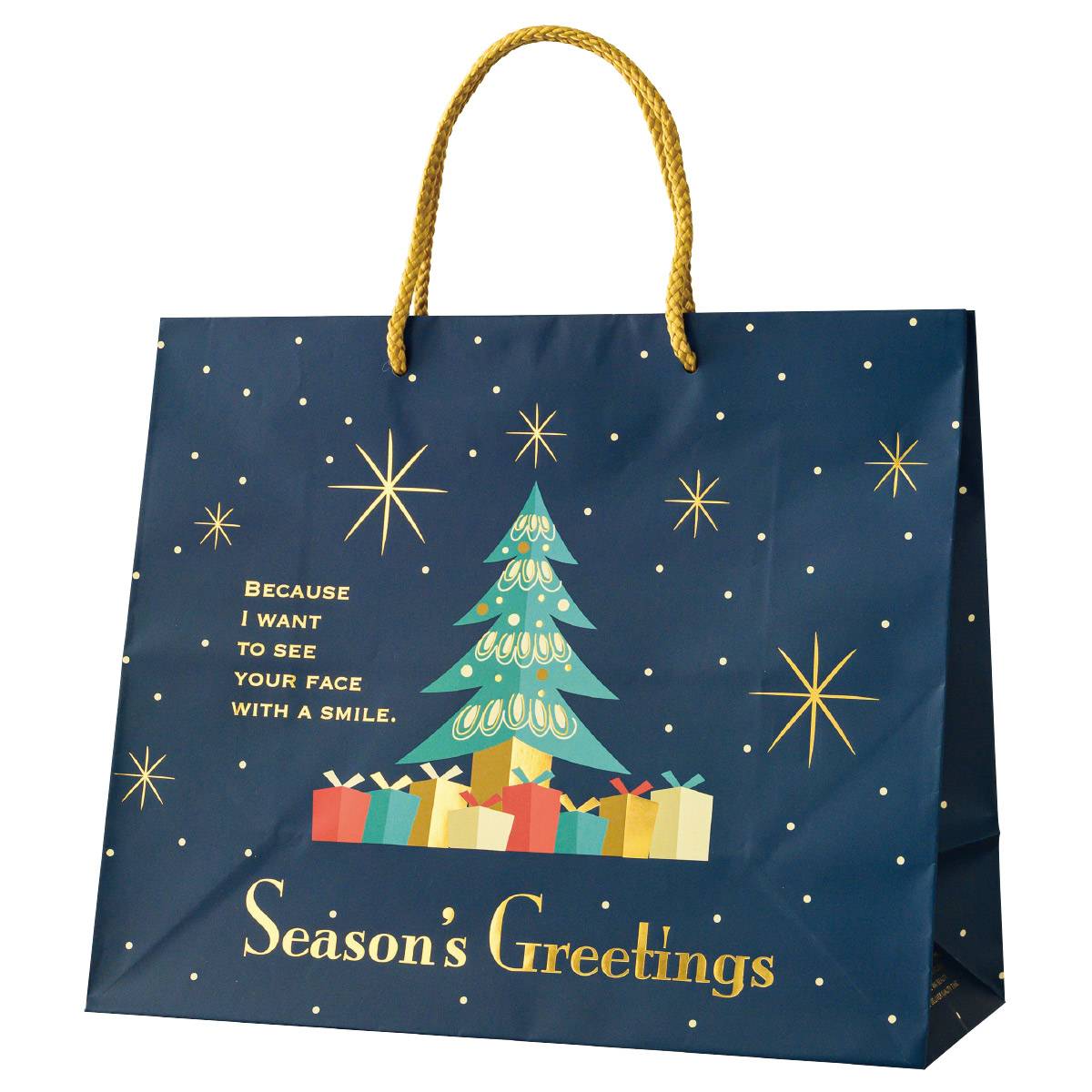 10枚 手提げ紙袋 クリスマスオーナメント幅32×奥行14×高さ27cm