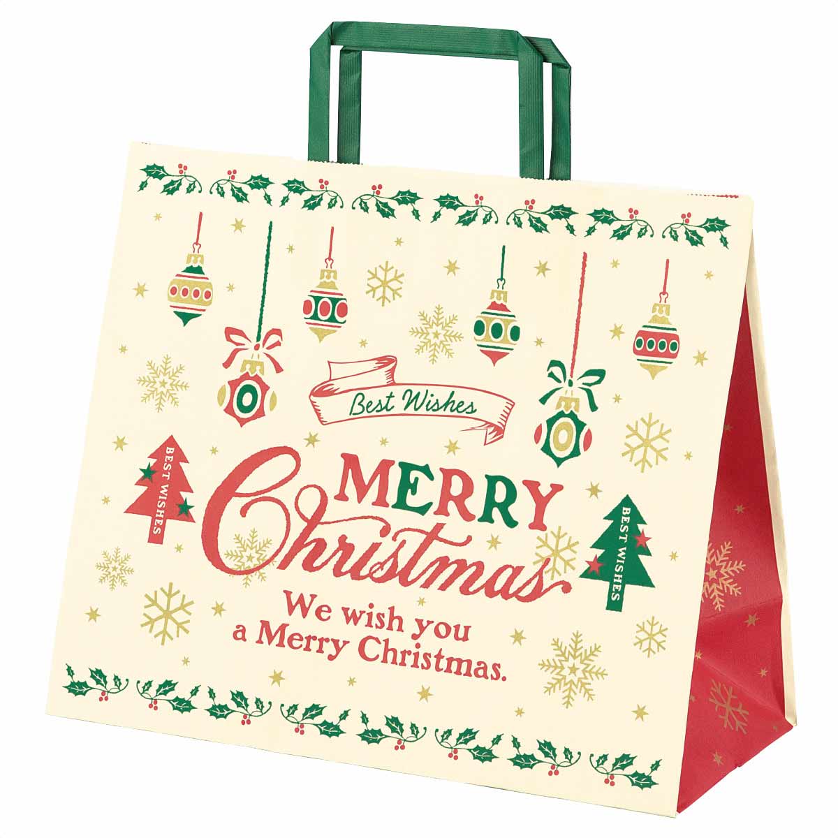 50枚 手提げ紙袋 クラシカルクリスマス幅30×奥行13×高さ25cm