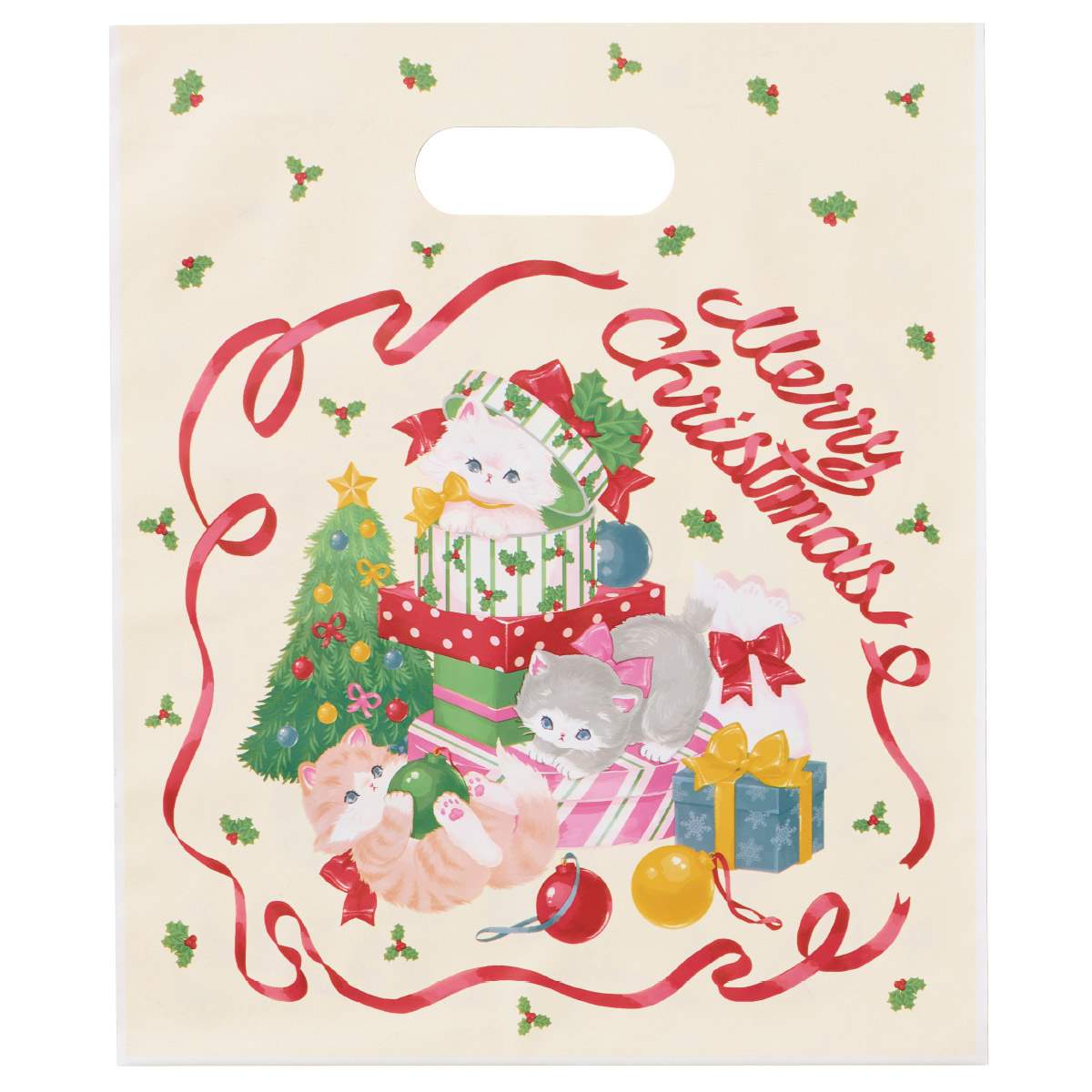 20枚 手提げポリ袋 ヴィンテージキャット幅25×高さ30cm