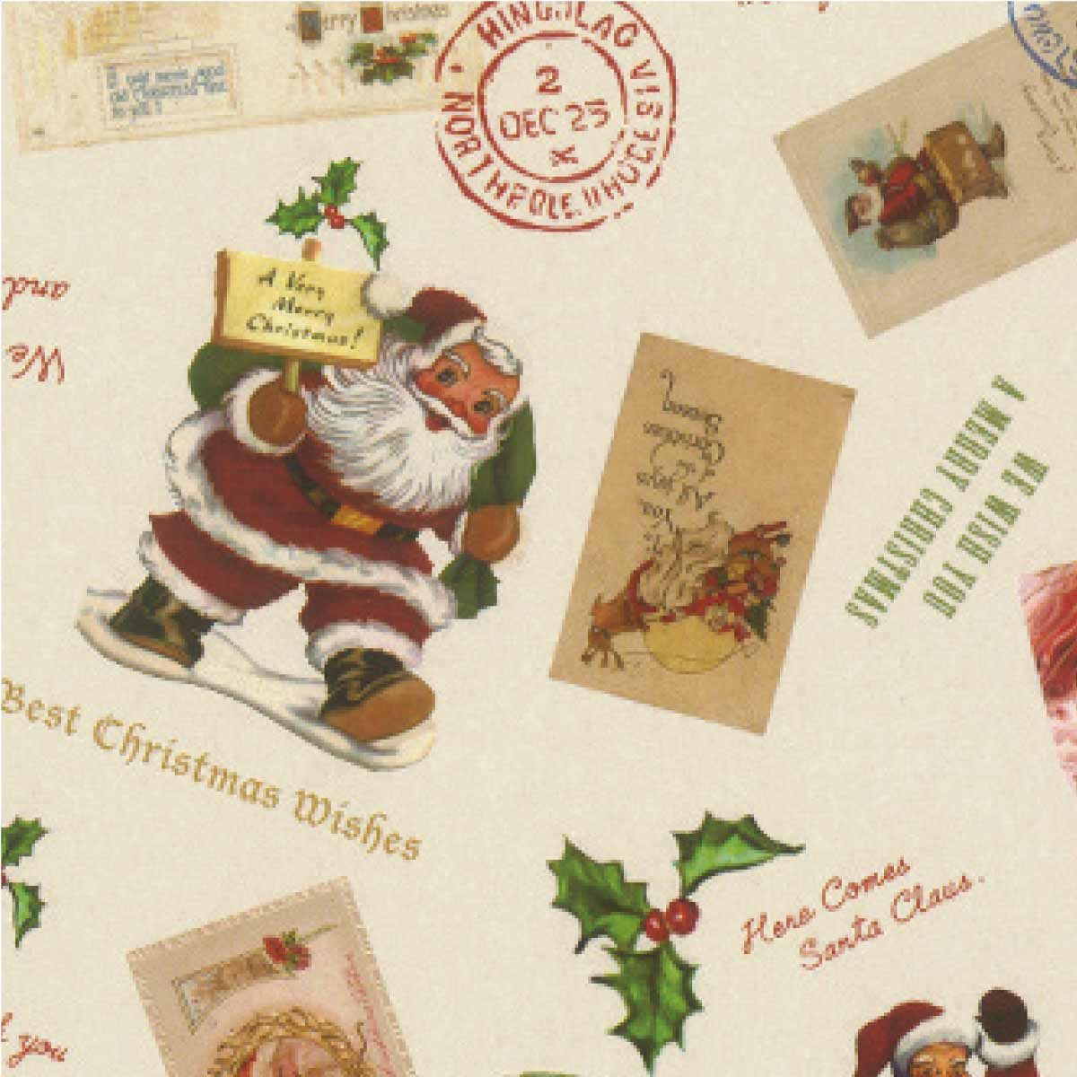 50枚 包装紙 アンティークサンタ 半裁