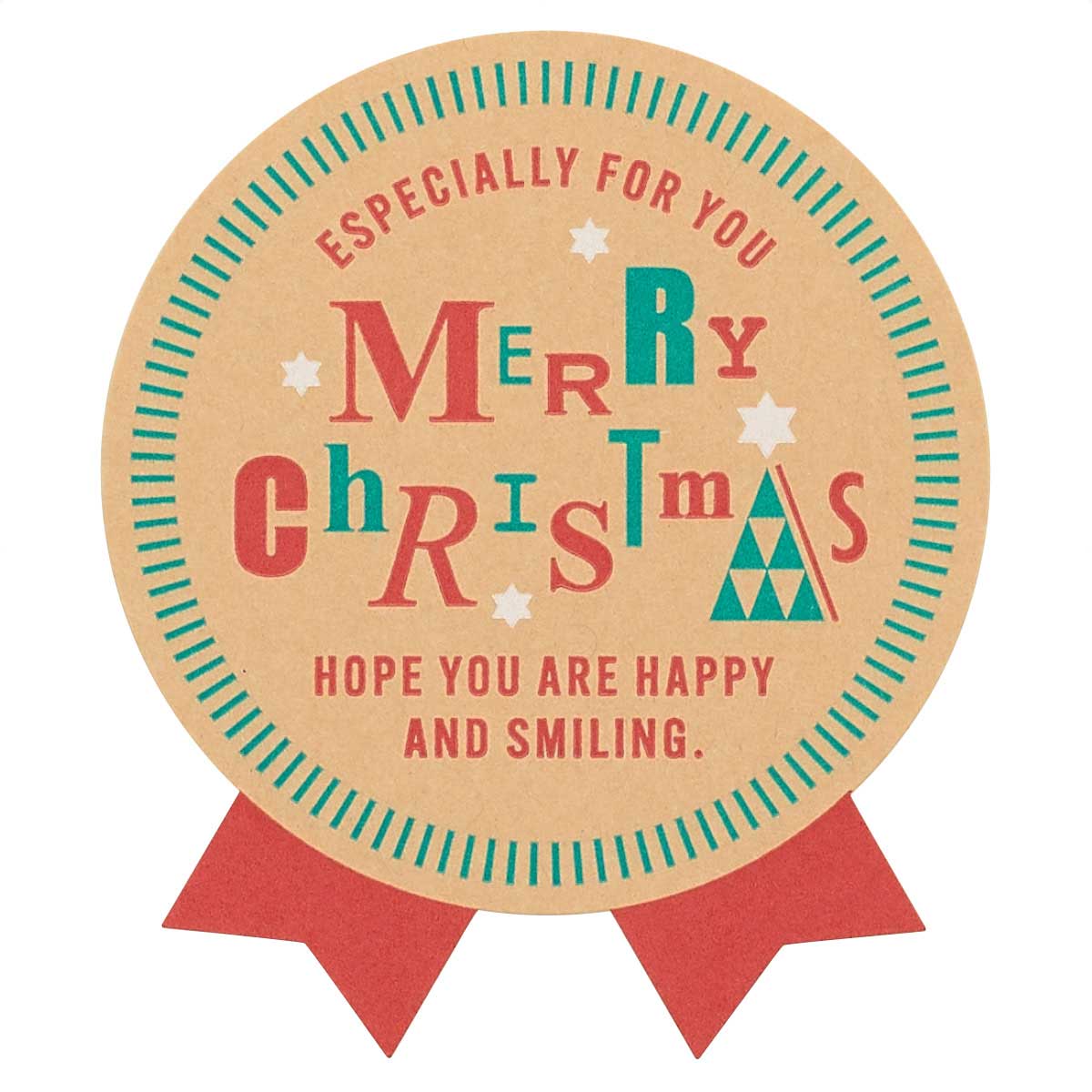 40枚 クリスマス ナチュラルリボン型シール