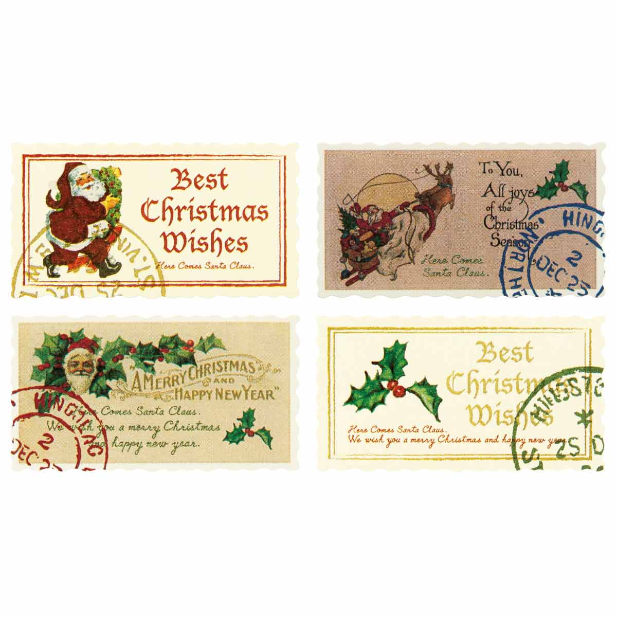 100枚 アンティークサンタ アソートシール