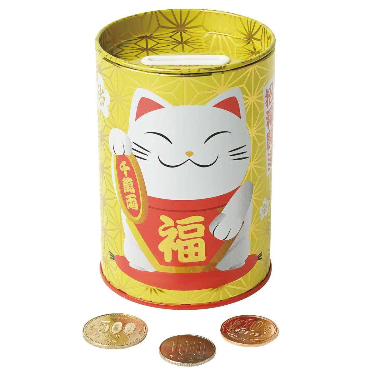 60個 ペン立て缶貯金箱<まねき猫>