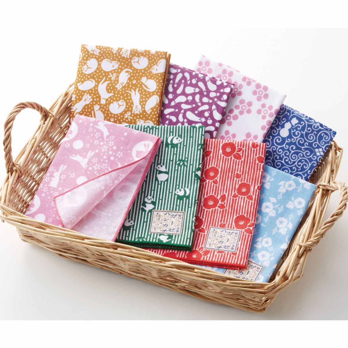 80枚 和柄ガーゼハンカチ
