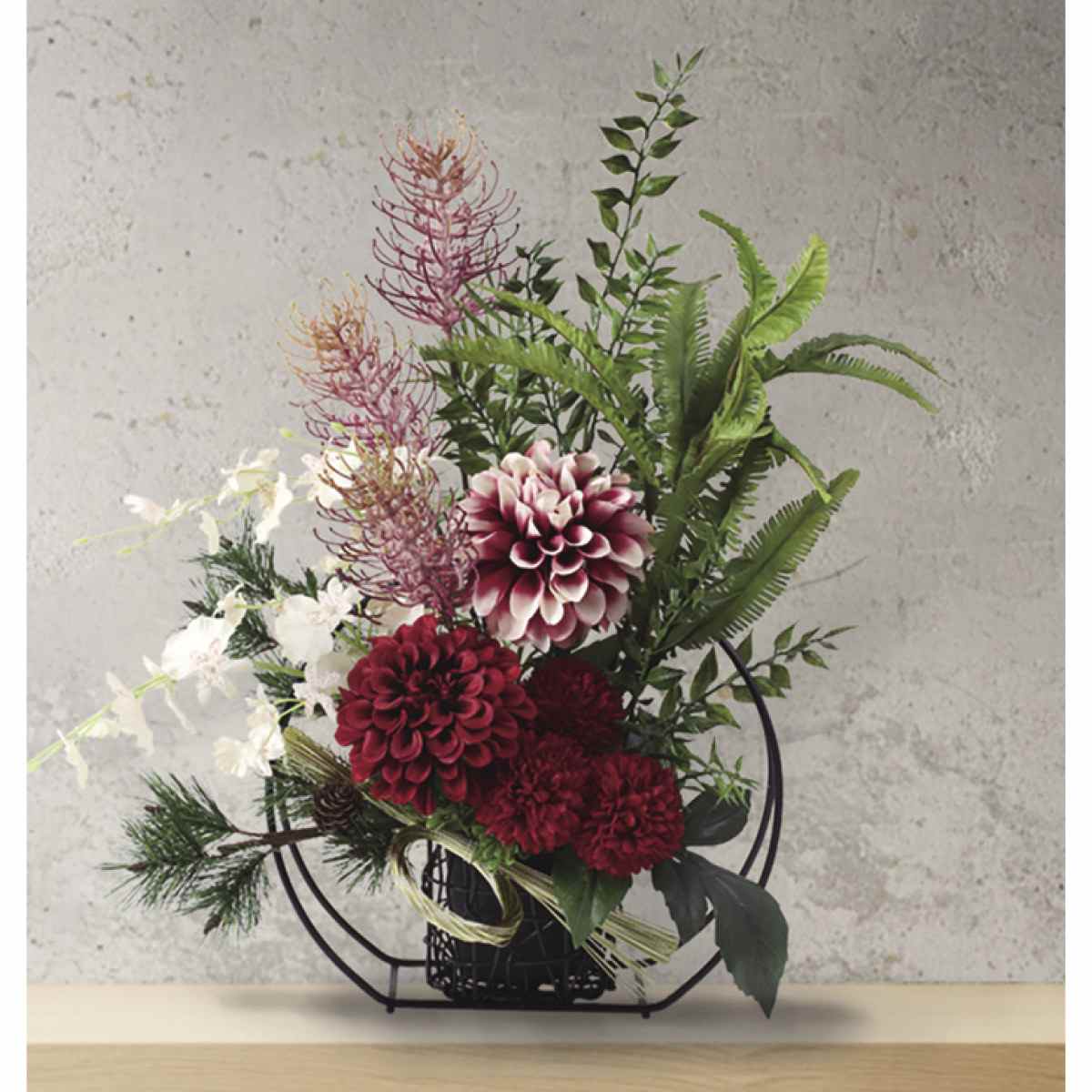 常盤色造花アレンジ幅45×高さ50cm