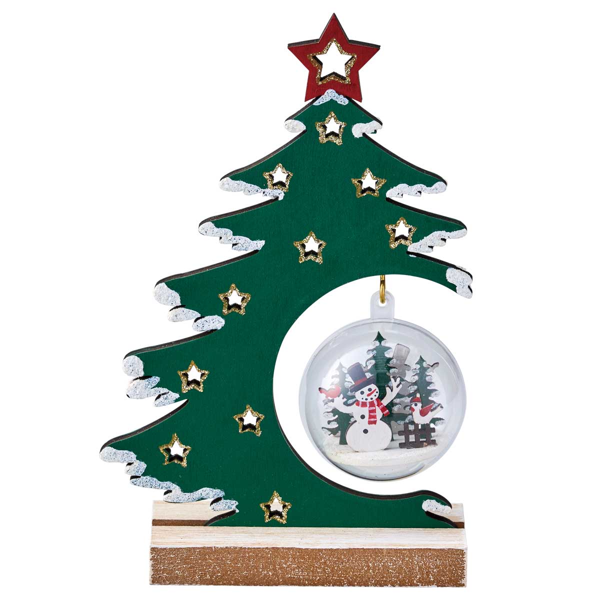 ウッドクリスマスツリードームスタンドオブジェ高さ17cm