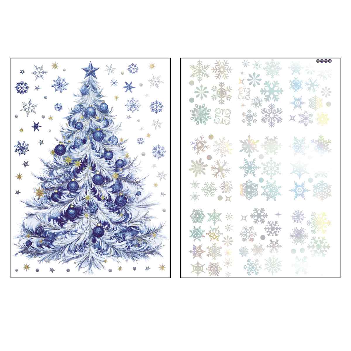 ウインドウステッカー ブルークリスマスツリー