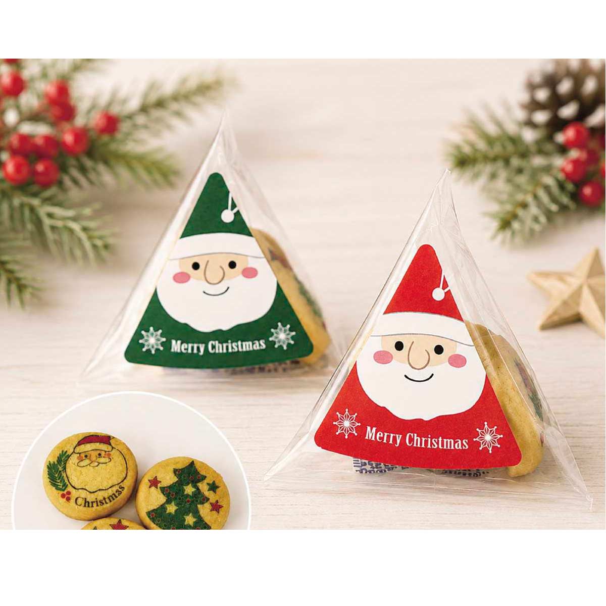 30個 サンタプリントバタークッキー