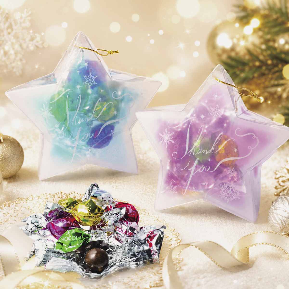 30個 クリスマススターオーナメントチョコレート
