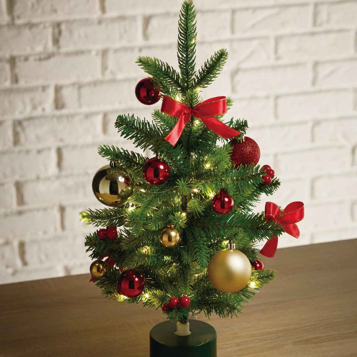 LED回転クリスマスツリー レッド53cm