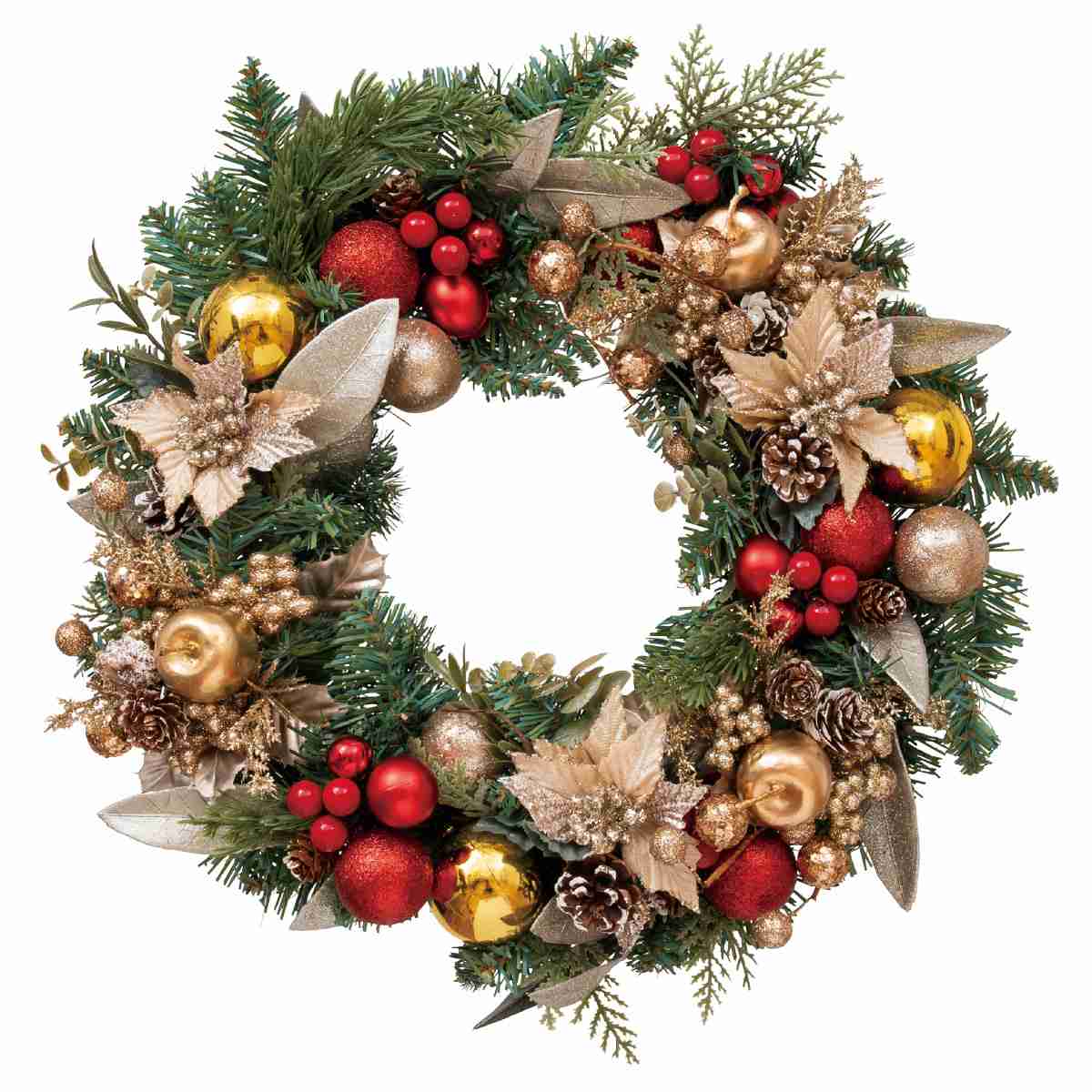 40cmデコレーションポインセチア造花クリスマスリース［ストエキオリジナル］