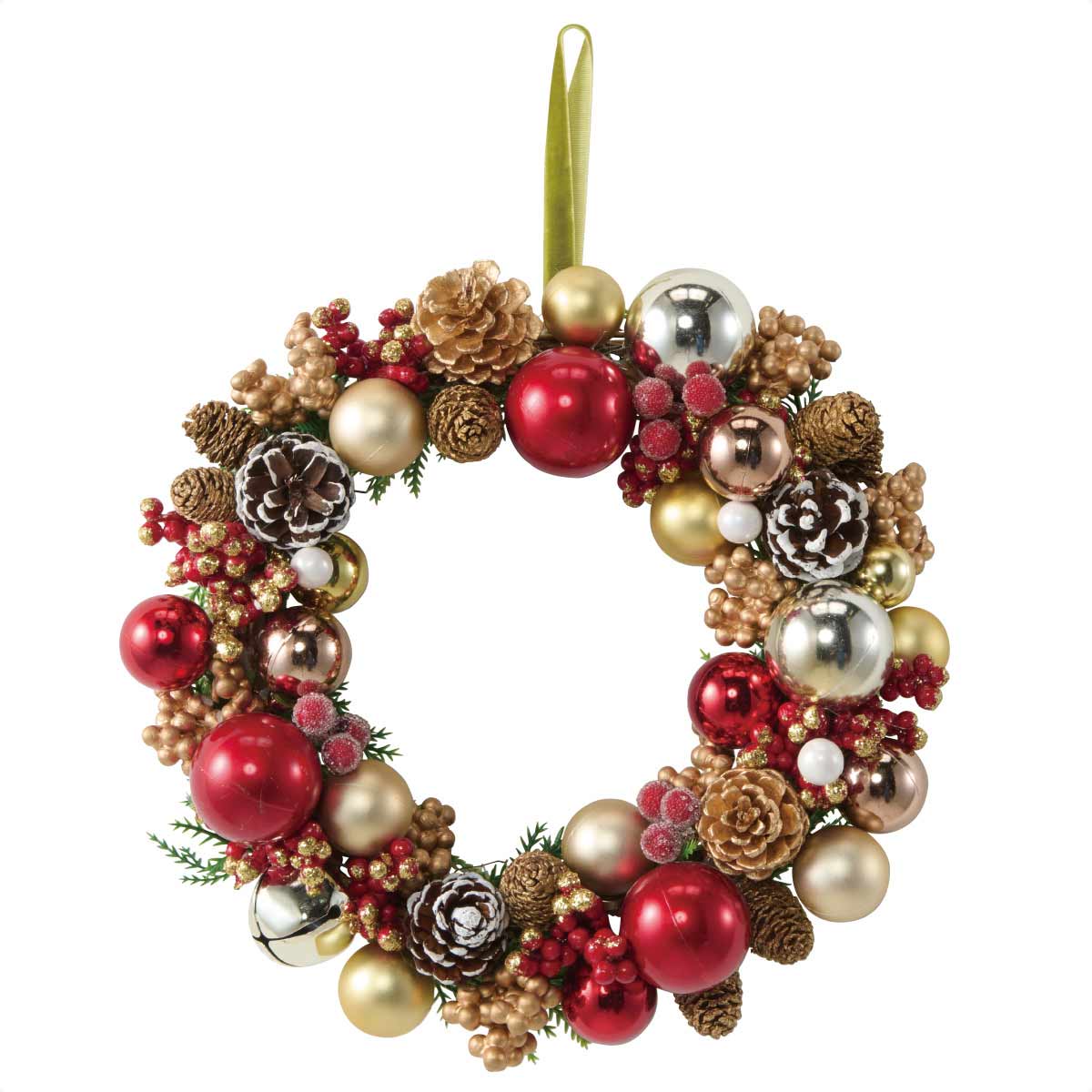 22cmボール クリスマスリース レッド×ゴールド