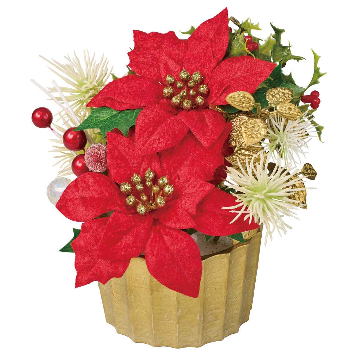ポインセチア造花ポット高さ20cm［ストエキオリジナル］