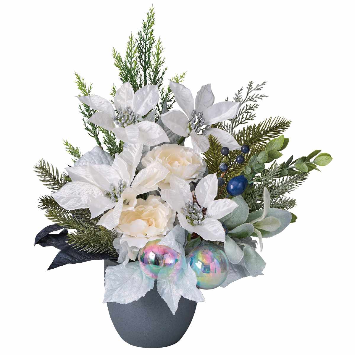 ウィンターポインセチア造花アレンジ［ストエキオリジナル］