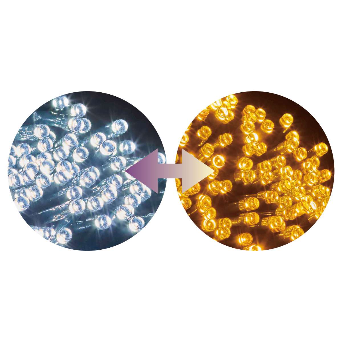 LED 100球 カラーチェンジストレートライト ゴールド＆ホワイト